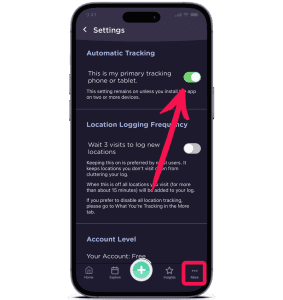 settings screen